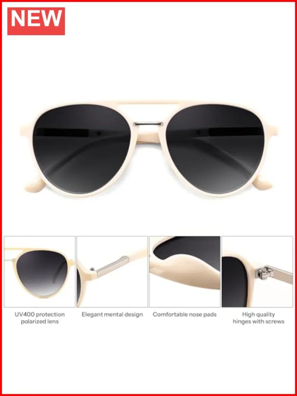 Retro Polarized Aviator Sunglasses UV400 Protection
